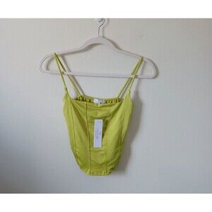 Live in the Moment Girls Crop Tank Top Stretch Sleeveless Lime Green M